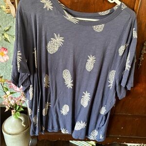 Old Navy Navy Short-Sleeve Pineapple Print Tee